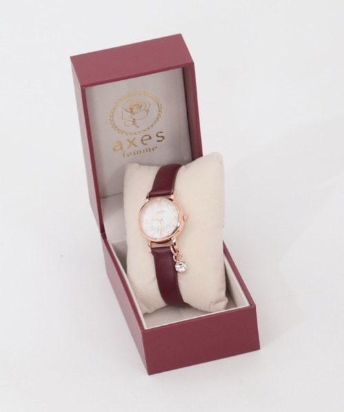 axes femme（アクシーズファム）の「ストーン付薔薇モチーフ腕時計（アナログ腕時計・レディース・ブラック/ワイン・FREE）」の15枚目の写真