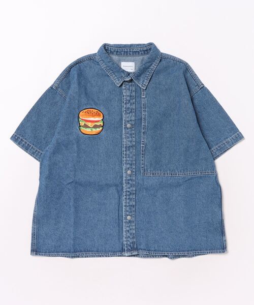 GROOVY COLORS(グルービーカラーズ)の「8ozデニム HUMBURGER 半袖シャツ(シャツ/ブラウス・キッズ・ブルー・130/140)」の3枚目の写真