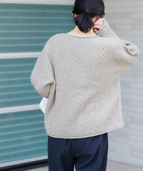 FORK&SPOON（フォークアンドスプーン）の「FORK&SPOON　ミニケーブルニットプルオーバー（ニット/セーター・レディース・ライトベージュ/ライトグレー/チャコールグレー・1）」の17枚目の写真