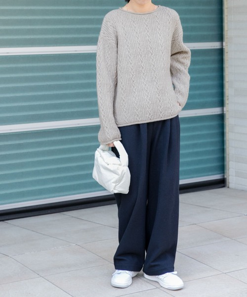 FORK&SPOON（フォークアンドスプーン）の「FORK&SPOON　ミニケーブルニットプルオーバー（ニット/セーター・レディース・ライトベージュ/ライトグレー/チャコールグレー・1）」の19枚目の写真