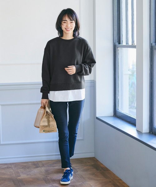 coca(coca)(コカ)の「裏起毛裾レイヤード風スウェット(スウェット・レディース・ブラック/A・M/L)」の7枚目の写真