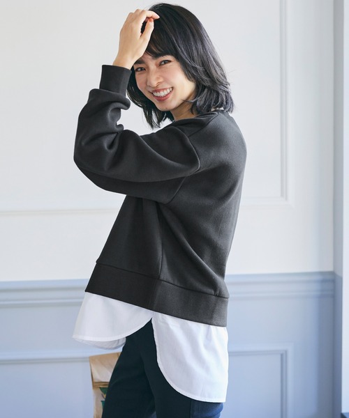 coca(coca)(コカ)の「裏起毛裾レイヤード風スウェット(スウェット・レディース・ブラック/A・M/L)」の8枚目の写真