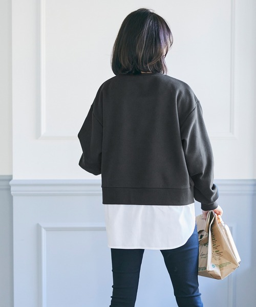 coca(coca)(コカ)の「裏起毛裾レイヤード風スウェット(スウェット・レディース・ブラック/A・M/L)」の10枚目の写真