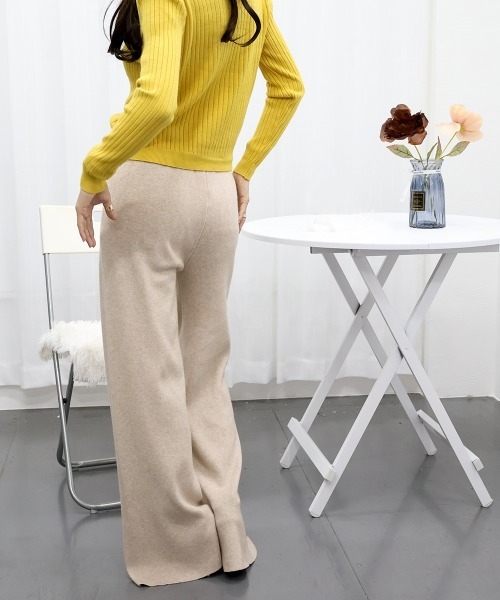 Miniministore(ミニミニストア)の「ニットワイドパンツ レディース スリット(スラックス・レディース・アイボリー/ベージュ/ブラック/グレー・フリー)」の14枚目の写真