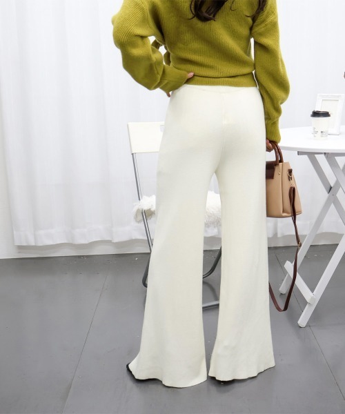 Miniministore(ミニミニストア)の「ニットワイドパンツ レディース スリット(スラックス・レディース・アイボリー/ベージュ/ブラック/グレー・フリー)」の17枚目の写真