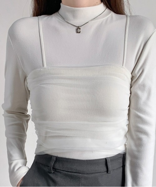 LADY LIKE（レディライク）の「チュールレイヤーベアトップ（チューブトップ・レディース・アイボリー/ホワイト/ブラック・M）」の8枚目の写真