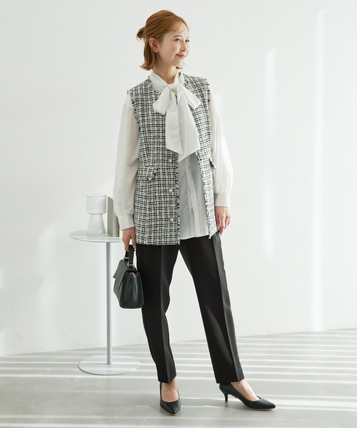 ROPE' PICNIC（ロペピクニック）の「【360°ウルトラストレッチ】セットアップ対応1タックテーパードパンツ【一部店舗限定サイズあり】（その他パンツ・レディース・イエロー/ピンク/ネイビー/イエロー系その他3/ブラック・38/40/36）」の6枚目の写真