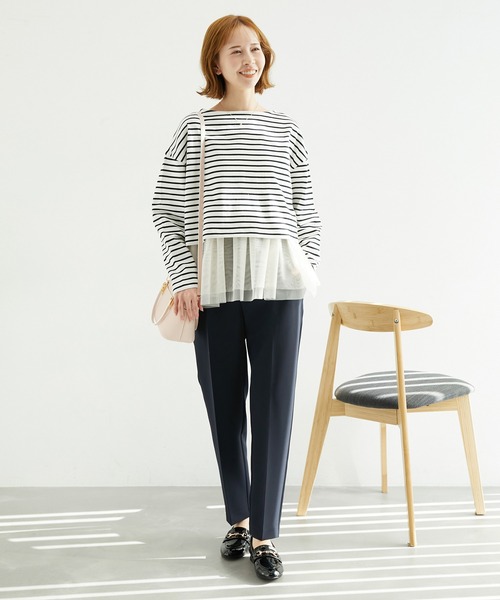 ROPE' PICNIC（ロペピクニック）の「【360°ウルトラストレッチ】セットアップ対応1タックテーパードパンツ【一部店舗限定サイズあり】（その他パンツ・レディース・イエロー/ピンク/ネイビー/イエロー系その他3/ブラック・38/40/36）」の10枚目の写真