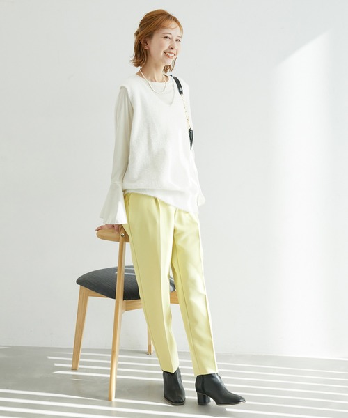 ROPE' PICNIC（ロペピクニック）の「【360°ウルトラストレッチ】セットアップ対応1タックテーパードパンツ【一部店舗限定サイズあり】（その他パンツ・レディース・イエロー/ピンク/ネイビー/イエロー系その他3/ブラック・38/40/36）」の13枚目の写真