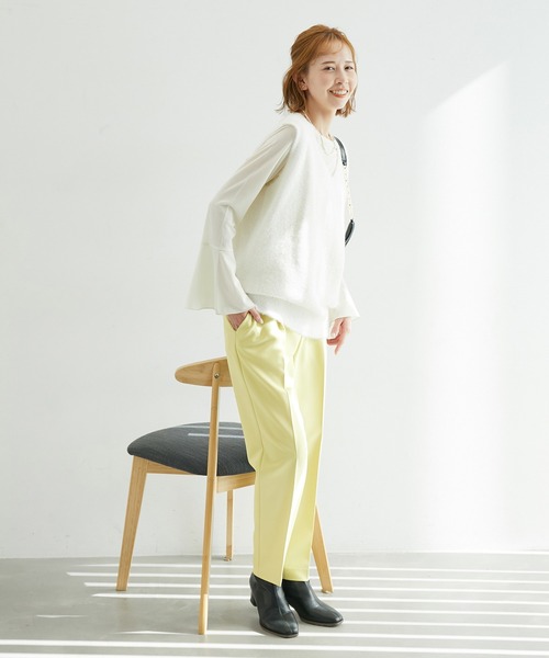 ROPE' PICNIC（ロペピクニック）の「【360°ウルトラストレッチ】セットアップ対応1タックテーパードパンツ【一部店舗限定サイズあり】（その他パンツ・レディース・イエロー/ピンク/ネイビー/イエロー系その他3/ブラック・38/40/36）」の14枚目の写真