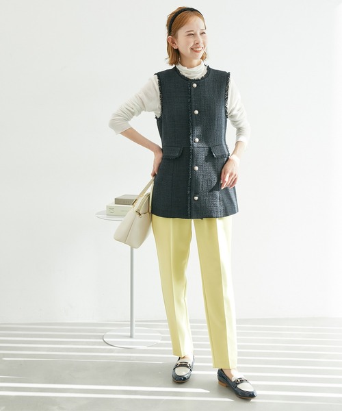 ROPE' PICNIC（ロペピクニック）の「【360°ウルトラストレッチ】セットアップ対応1タックテーパードパンツ【一部店舗限定サイズあり】（その他パンツ・レディース・イエロー/ピンク/ネイビー/イエロー系その他3/ブラック・38/40/36）」の16枚目の写真