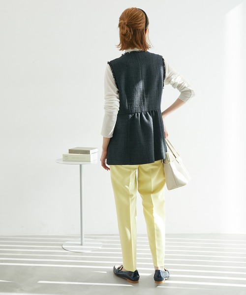 ROPE' PICNIC（ロペピクニック）の「【360°ウルトラストレッチ】セットアップ対応1タックテーパードパンツ【一部店舗限定サイズあり】（その他パンツ・レディース・イエロー/ピンク/ネイビー/イエロー系その他3/ブラック・38/40/36）」の18枚目の写真