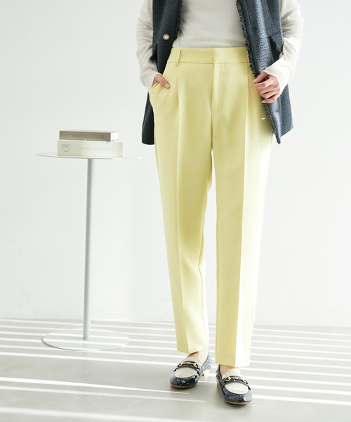 ROPE' PICNIC（ロペピクニック）の「【360°ウルトラストレッチ】セットアップ対応1タックテーパードパンツ【一部店舗限定サイズあり】（その他パンツ・レディース・イエロー/ピンク/ネイビー/イエロー系その他3/ブラック・38/40/36）」の19枚目の写真
