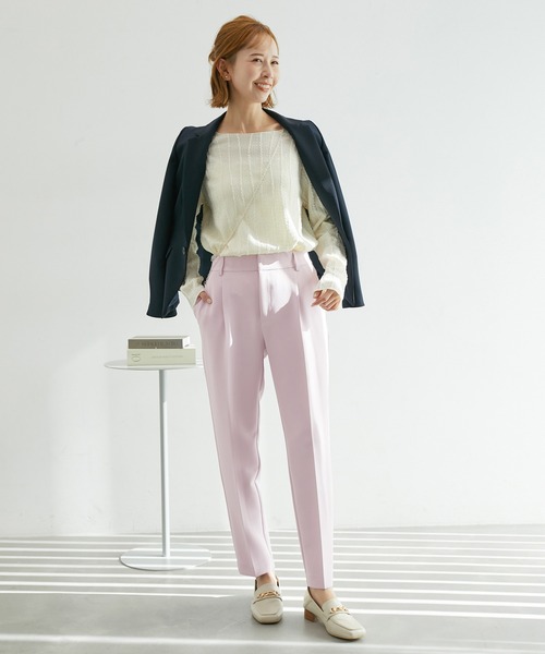 ROPE' PICNIC（ロペピクニック）の「【360°ウルトラストレッチ】セットアップ対応1タックテーパードパンツ【一部店舗限定サイズあり】（その他パンツ・レディース・イエロー/ピンク/ネイビー/イエロー系その他3/ブラック・38/40/36）」の20枚目の写真