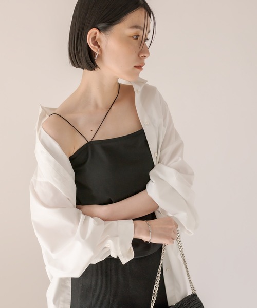 RIVE DROITE（リヴドロワ）の「カップインブラトップ（キャミソール・レディース・オフホワイト/ブラック・FREE）」の4枚目の写真