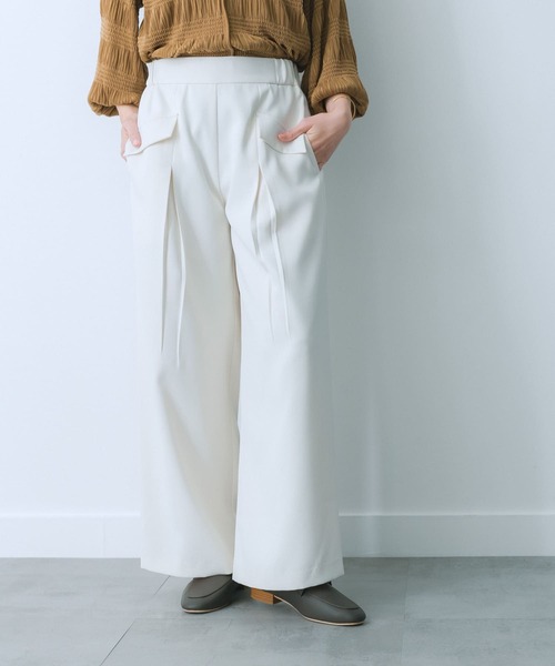 HEYUMM（ヘユム）の「フラップポケットワイドパンツ（その他パンツ・レディース・チャコールグレー/アイボリー/ライトベージュ・MEDIUM/SMALL）」の5枚目の写真