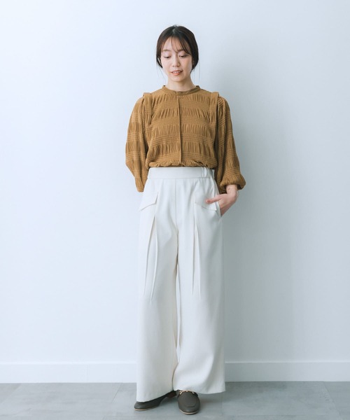 HEYUMM（ヘユム）の「フラップポケットワイドパンツ（その他パンツ・レディース・チャコールグレー/アイボリー/ライトベージュ・MEDIUM/SMALL）」の12枚目の写真