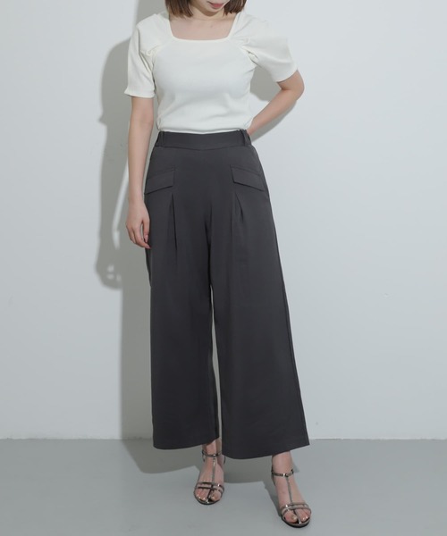 HEYUMM（ヘユム）の「フラップポケットワイドパンツ（その他パンツ・レディース・チャコールグレー/アイボリー/ライトベージュ・MEDIUM/SMALL）」の22枚目の写真