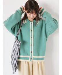 ライン入り襟付カーディガン