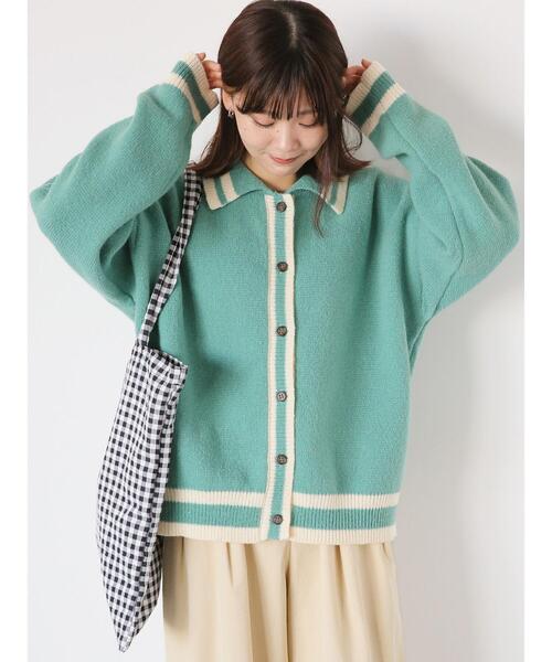 ehka sopo（エヘカソポ）の「ライン入り襟付カーディガン（カーディガン/ボレロ・レディース・ブルー/オレンジ/キナリ/グレー/グリーン・F）」の6枚目の写真