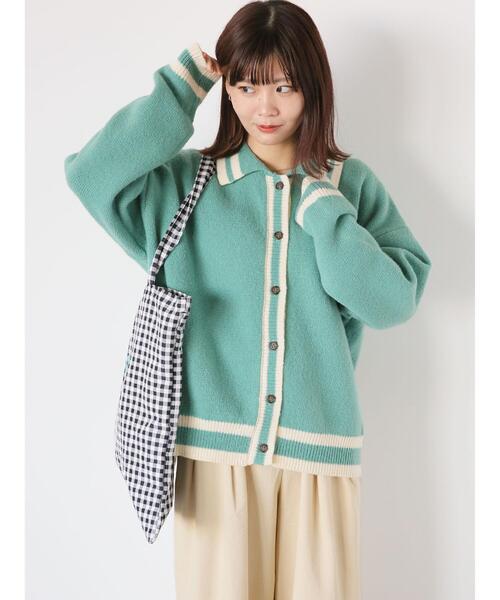 ehka sopo（エヘカソポ）の「ライン入り襟付カーディガン（カーディガン/ボレロ・レディース・ブルー/オレンジ/キナリ/グレー/グリーン・F）」の11枚目の写真