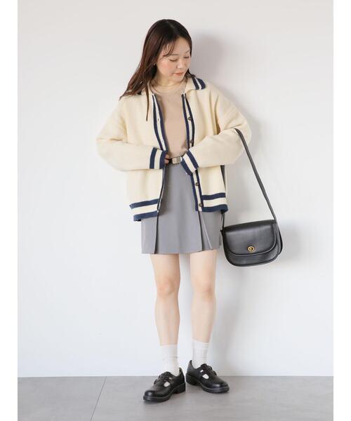 ehka sopo（エヘカソポ）の「ライン入り襟付カーディガン（カーディガン/ボレロ・レディース・ブルー/オレンジ/キナリ/グレー/グリーン・F）」の14枚目の写真