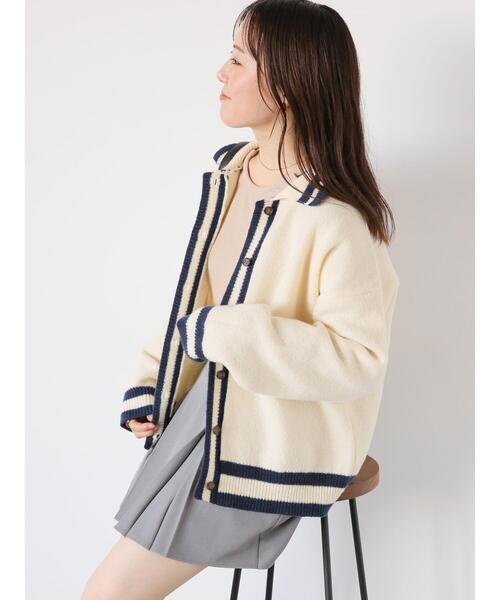 ehka sopo（エヘカソポ）の「ライン入り襟付カーディガン（カーディガン/ボレロ・レディース・ブルー/オレンジ/キナリ/グレー/グリーン・F）」の18枚目の写真