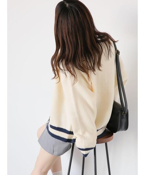 ehka sopo（エヘカソポ）の「ライン入り襟付カーディガン（カーディガン/ボレロ・レディース・ブルー/オレンジ/キナリ/グレー/グリーン・F）」の19枚目の写真