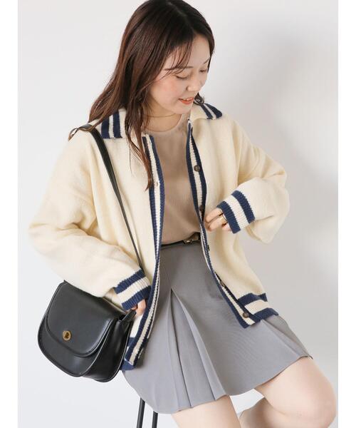 ehka sopo（エヘカソポ）の「ライン入り襟付カーディガン（カーディガン/ボレロ・レディース・ブルー/オレンジ/キナリ/グレー/グリーン・F）」の21枚目の写真