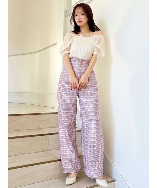 RESEXXY（リゼクシー）の「ツイードワイドパンツ【セットアップ着用可能】（その他パンツ・レディース・ピンク/ブルー/ブラック・FREE）」の22枚目の写真