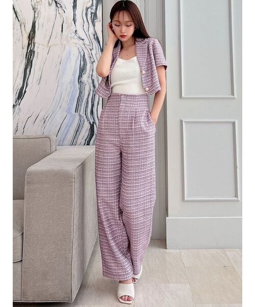 RESEXXY（リゼクシー）の「ツイードワイドパンツ【セットアップ着用可能】（その他パンツ・レディース・ピンク/ブルー/ブラック・FREE）」の10枚目の写真