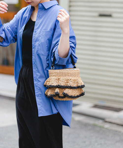 RODE SKO（ロデスコ）の「フリル雑材ショルダーバッグ（ショルダーバッグ・レディース・ナチュラル/キャメル・ONE）」の5枚目の写真