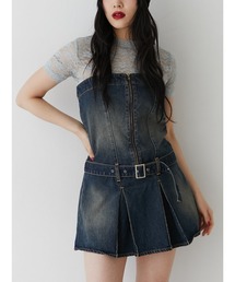 タックプリーツデニムキャミワンピース