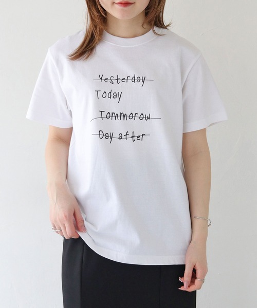 HER CLOSET(ハークローゼット)の「 【HER CLOSET】WEB限定手描きロゴTシャツ WEB LIMITED HAND-DRAWN LOGO T-SHIRT(Tシャツ/カットソー・レディース・オフホワイト/ブラック・L/M/S)」の7枚目の写真