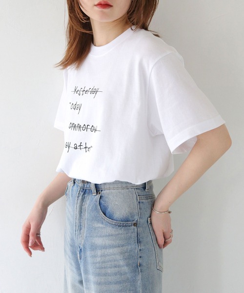 HER CLOSET(ハークローゼット)の「 【HER CLOSET】WEB限定手描きロゴTシャツ WEB LIMITED HAND-DRAWN LOGO T-SHIRT(Tシャツ/カットソー・レディース・オフホワイト/ブラック・L/M/S)」の10枚目の写真