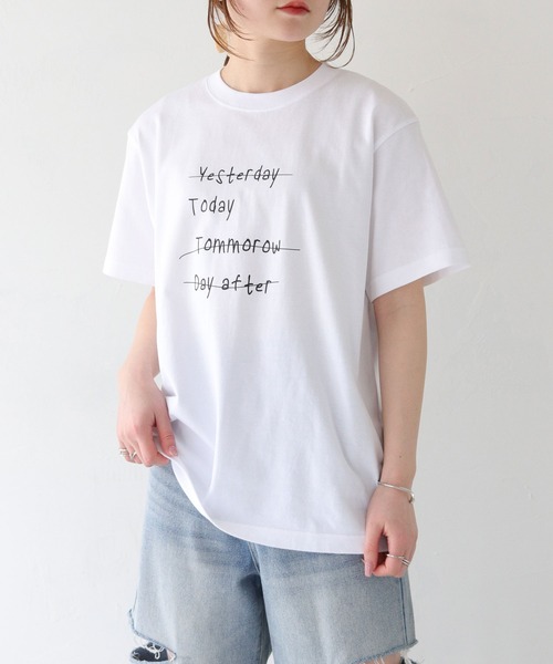 HER CLOSET(ハークローゼット)の「 【HER CLOSET】WEB限定手描きロゴTシャツ WEB LIMITED HAND-DRAWN LOGO T-SHIRT(Tシャツ/カットソー・レディース・オフホワイト/ブラック・L/M/S)」の13枚目の写真