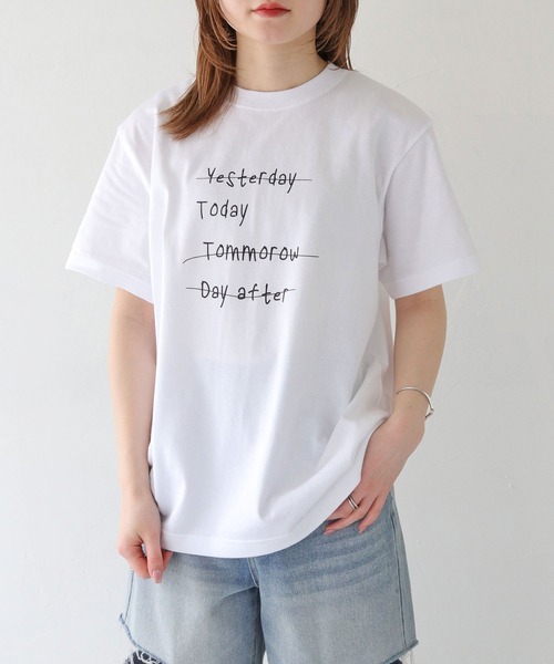 HER CLOSET(ハークローゼット)の「 【HER CLOSET】WEB限定手描きロゴTシャツ WEB LIMITED HAND-DRAWN LOGO T-SHIRT(Tシャツ/カットソー・レディース・オフホワイト/ブラック・L/M/S)」の15枚目の写真