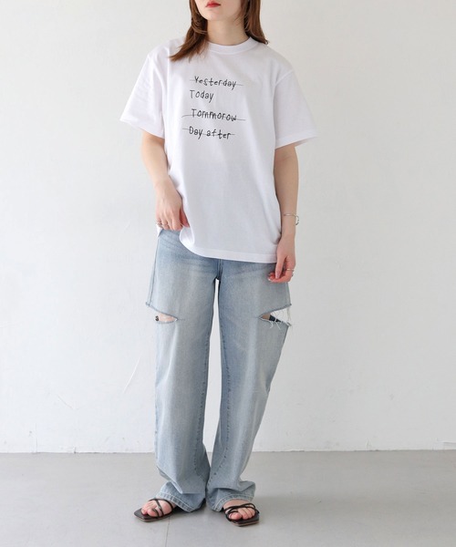 HER CLOSET(ハークローゼット)の「 【HER CLOSET】WEB限定手描きロゴTシャツ WEB LIMITED HAND-DRAWN LOGO T-SHIRT(Tシャツ/カットソー・レディース・オフホワイト/ブラック・L/M/S)」の16枚目の写真