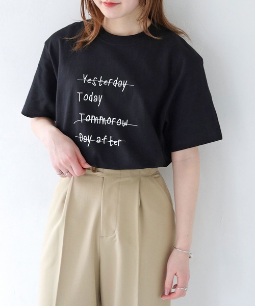 HER CLOSET(ハークローゼット)の「 【HER CLOSET】WEB限定手描きロゴTシャツ WEB LIMITED HAND-DRAWN LOGO T-SHIRT(Tシャツ/カットソー・レディース・オフホワイト/ブラック・L/M/S)」の20枚目の写真