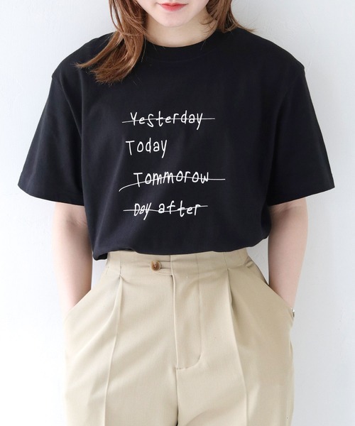 HER CLOSET(ハークローゼット)の「 【HER CLOSET】WEB限定手描きロゴTシャツ WEB LIMITED HAND-DRAWN LOGO T-SHIRT(Tシャツ/カットソー・レディース・オフホワイト/ブラック・L/M/S)」の21枚目の写真