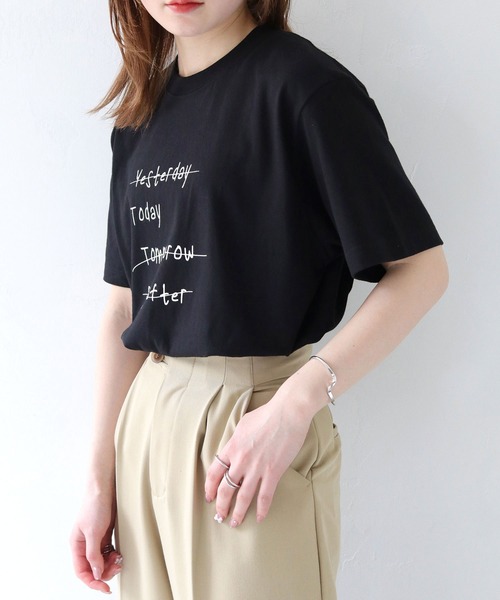 HER CLOSET(ハークローゼット)の「 【HER CLOSET】WEB限定手描きロゴTシャツ WEB LIMITED HAND-DRAWN LOGO T-SHIRT(Tシャツ/カットソー・レディース・オフホワイト/ブラック・L/M/S)」の22枚目の写真