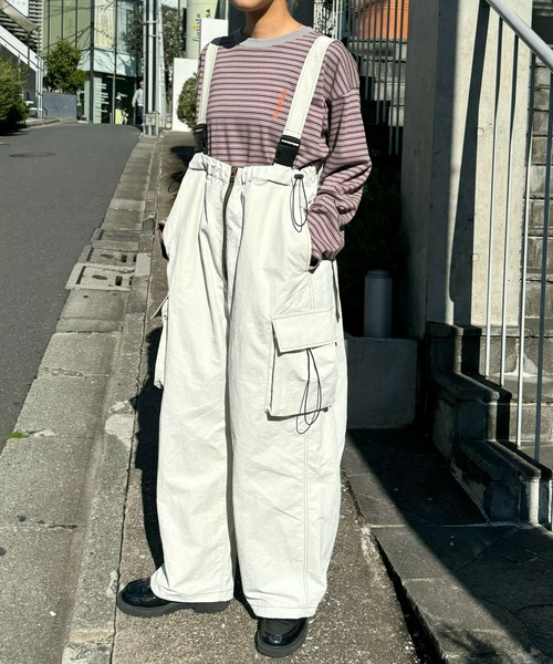 SOUNDSGOOOOD（サウンズグッド）の「【SOUNDS GOOOOD / サウンズグッド】ナイロンサロペットカーゴパンツ（サロペット/オーバーオール・メンズ・ブラック/オリーブ/ライトグレー・ONE SIZE）」の12枚目の写真