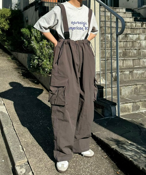 SOUNDSGOOOOD（サウンズグッド）の「【SOUNDS GOOOOD / サウンズグッド】ナイロンサロペットカーゴパンツ（サロペット/オーバーオール・メンズ・ブラック/オリーブ/ライトグレー・ONE SIZE）」の4枚目の写真