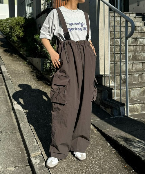 SOUNDSGOOOOD（サウンズグッド）の「【SOUNDS GOOOOD / サウンズグッド】ナイロンサロペットカーゴパンツ（サロペット/オーバーオール・メンズ・ブラック/オリーブ/ライトグレー・ONE SIZE）」の5枚目の写真