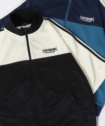 Switching Pattern Track Jacket/配色切替 ワンポイント刺繍 オーバーサイズ 半袖 トラックジャケット ジャージ レディース メンズ