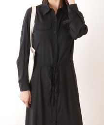 前開き フレア ロング シャツ ワンピース