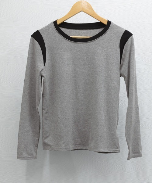 Miniministore(ミニミニストア)の「バイカラー Tシャツ 長袖 韓国風(Tシャツ/カットソー・レディース・ベージュ/ブラック/アイボリー/グレー/ブラウン・FREE)」の14枚目の写真