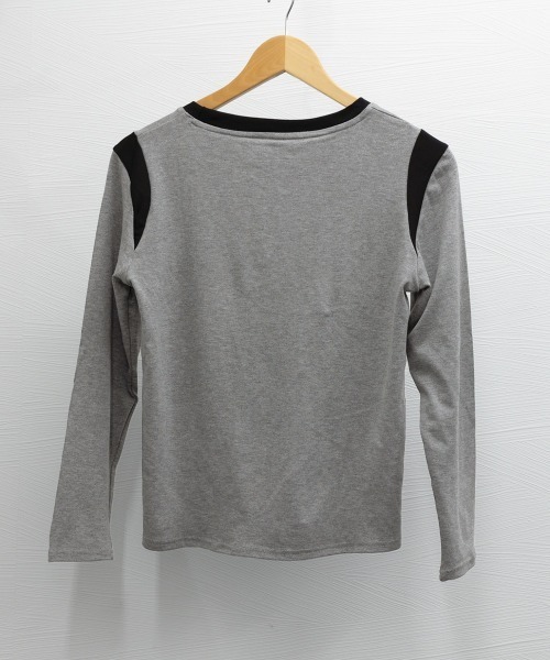Miniministore(ミニミニストア)の「バイカラー Tシャツ 長袖 韓国風(Tシャツ/カットソー・レディース・ベージュ/ブラック/アイボリー/グレー/ブラウン・FREE)」の15枚目の写真