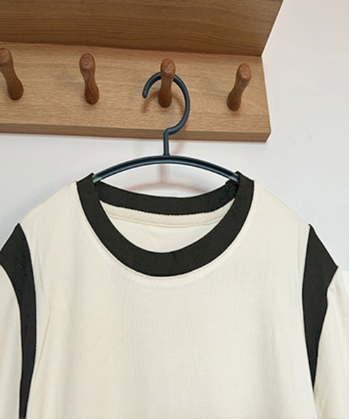 Miniministore(ミニミニストア)の「バイカラー Tシャツ 長袖 韓国風(Tシャツ/カットソー・レディース・ベージュ/ブラック/アイボリー/グレー/ブラウン・FREE)」の17枚目の写真