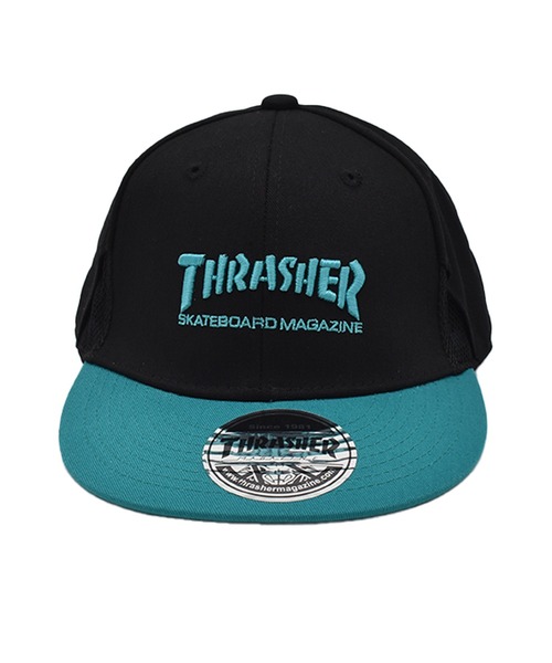 THRASHER（スラッシャー）の「THRASHER/スラッシャー キッズ キャップ ロゴ フラットバイザー 24TH-C01K（キャップ・キッズ・ブラック/ブラック×レッド/ブラック×ライム/ブラック×ブルー・FREE）」の8枚目の写真